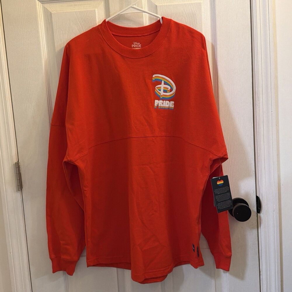 Disney Pride Collection Long Sleeve Shirt Rainbow Logo Red NWT Adult Large L